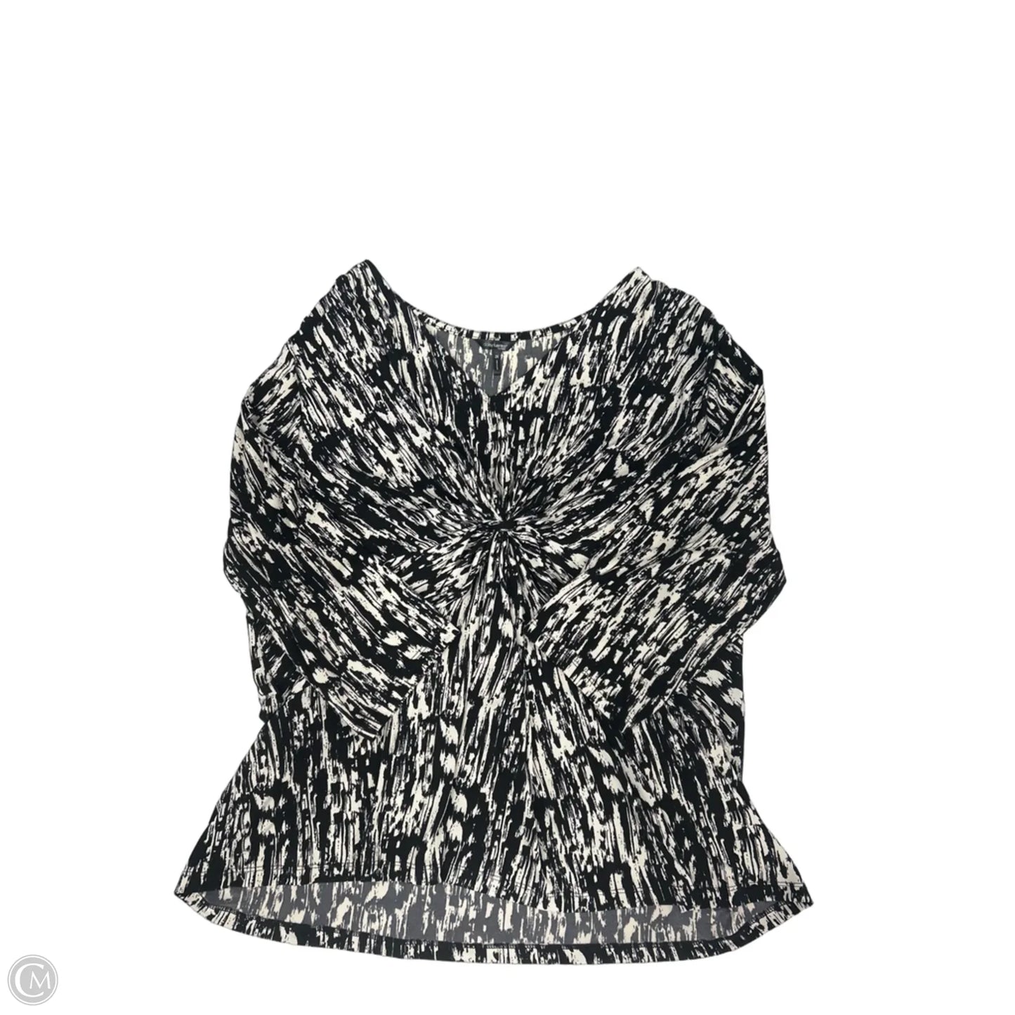 Top Long Sleeve By Daisy Fuentes In Black & Cream, Size: 2x