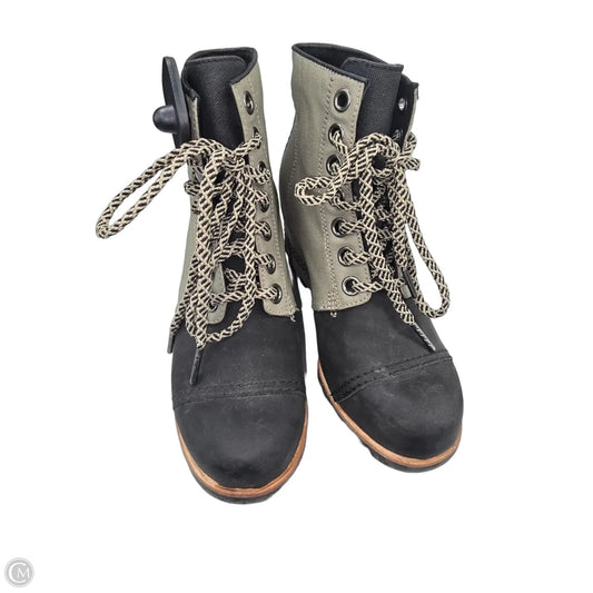 Boots Ankle Heels By Sorel In Black & Green, Size: 7.5