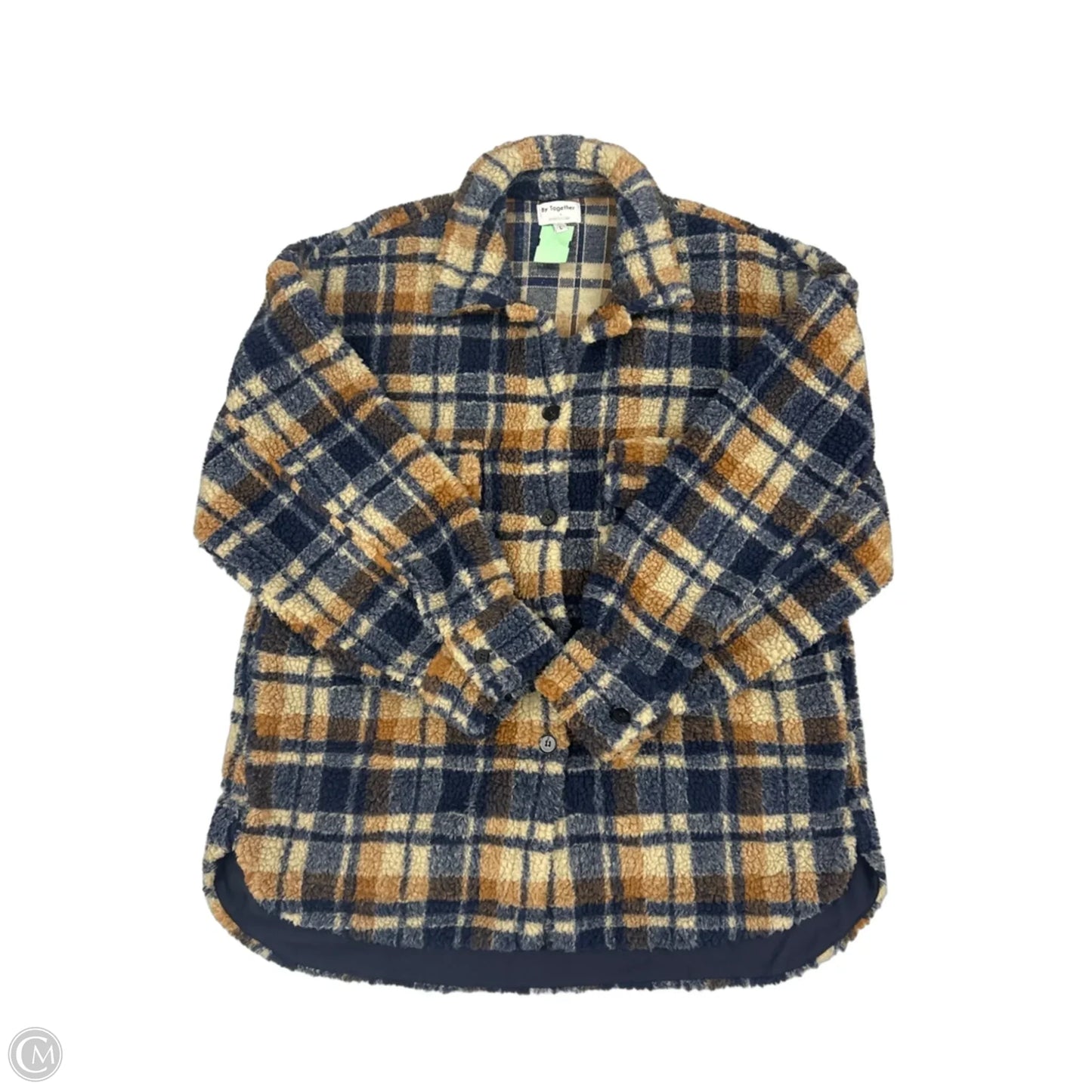 Jacket Faux Fur & Sherpa By By Together In Blue & Brown, Size: L