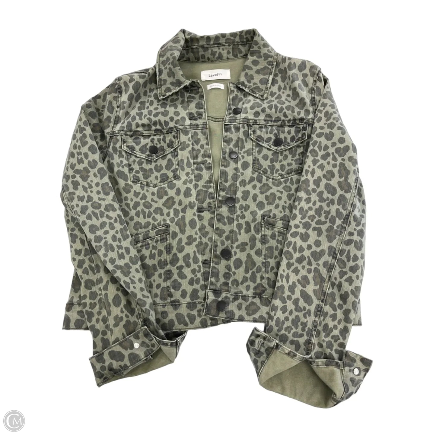 Jacket Denim By Level 99 In Animal Print, Size: M