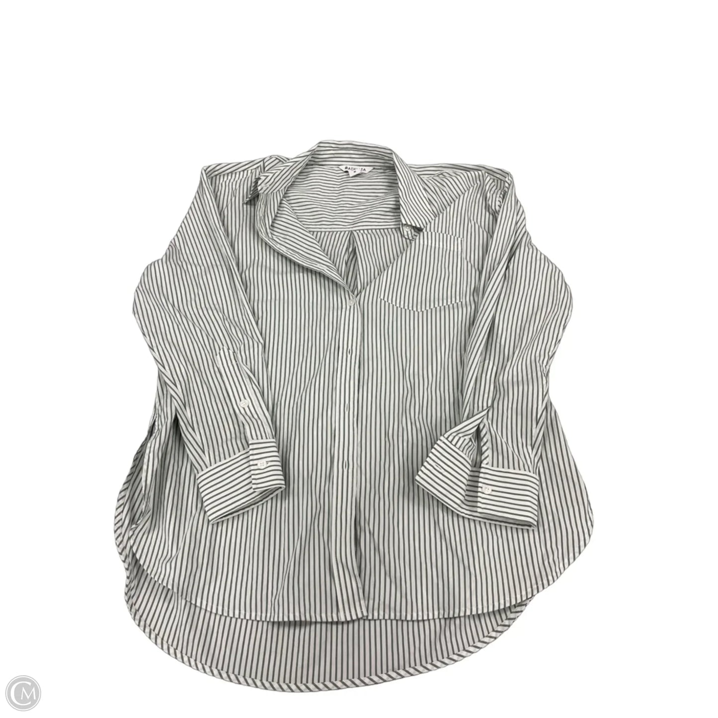 Top Long Sleeve By Athleta In Green & White, Size: M