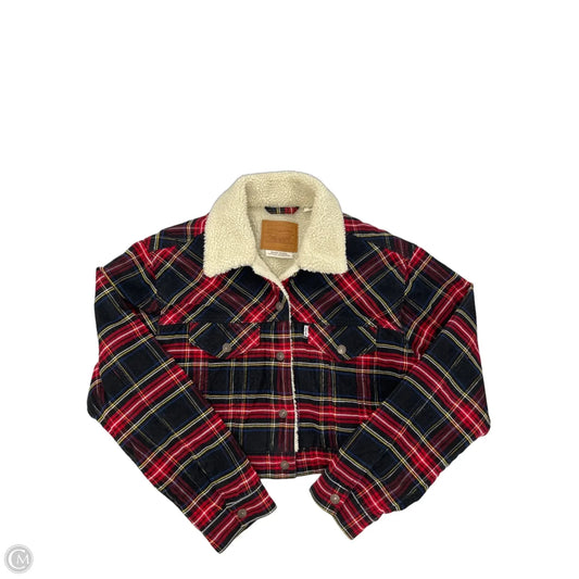 Jacket Fleece By Levis In Plaid Pattern, Size: M