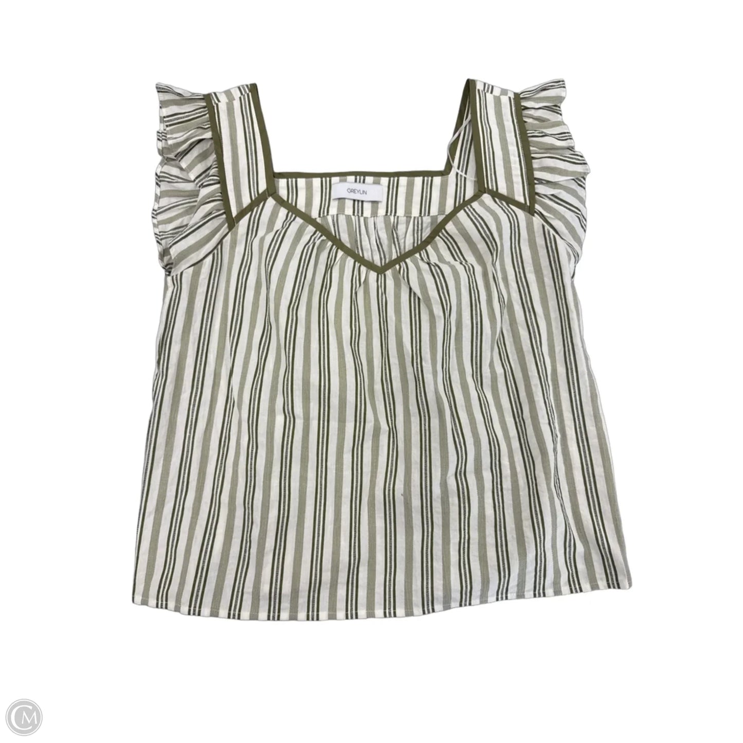 Top Sleeveless By Greylin In Cream & Green, Size: S