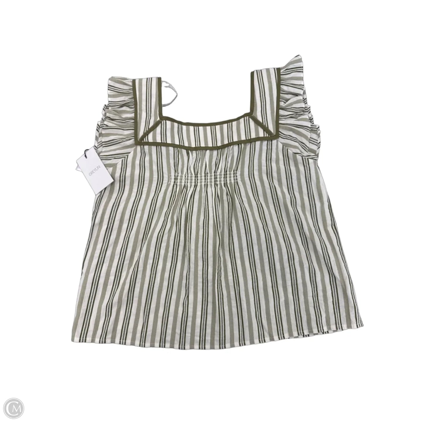 Top Sleeveless By Greylin In Cream & Green, Size: S