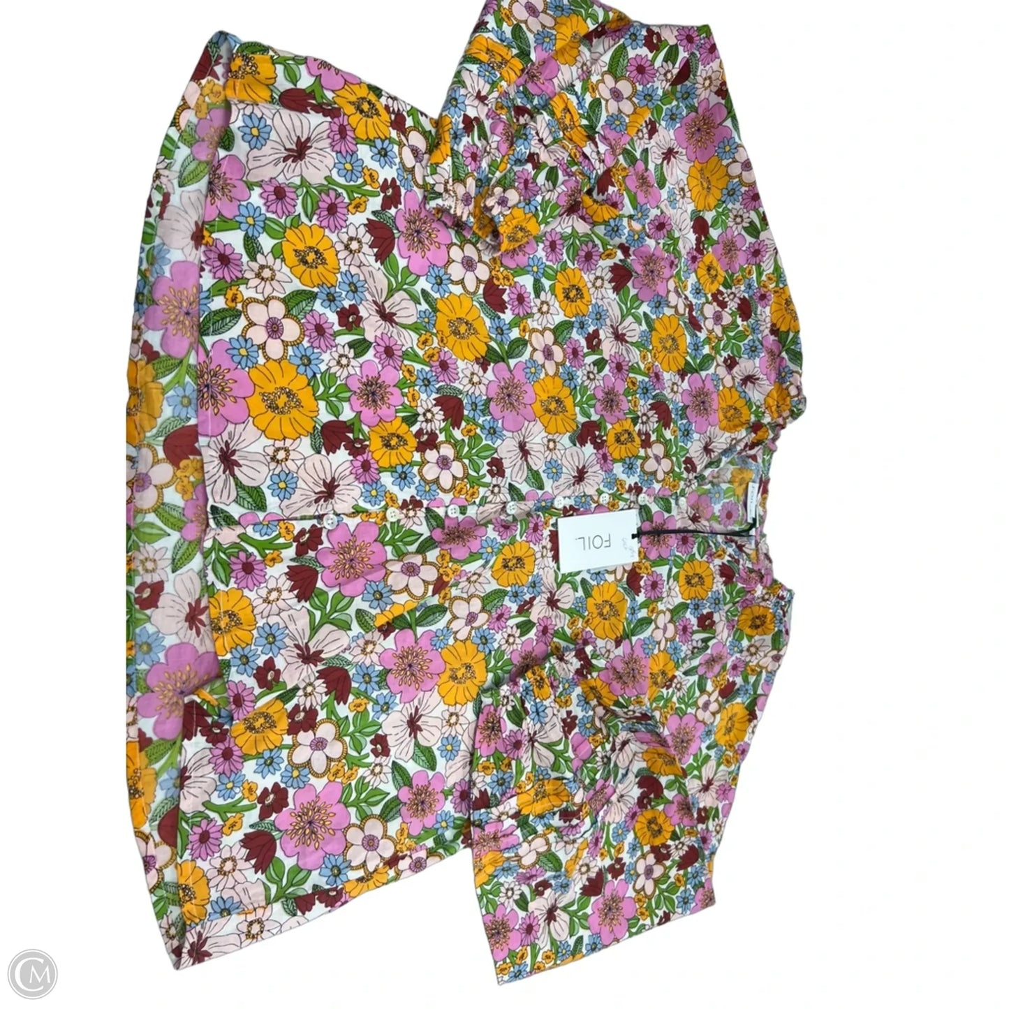 Top Long Sleeve By Cme In Floral Print, Size: L