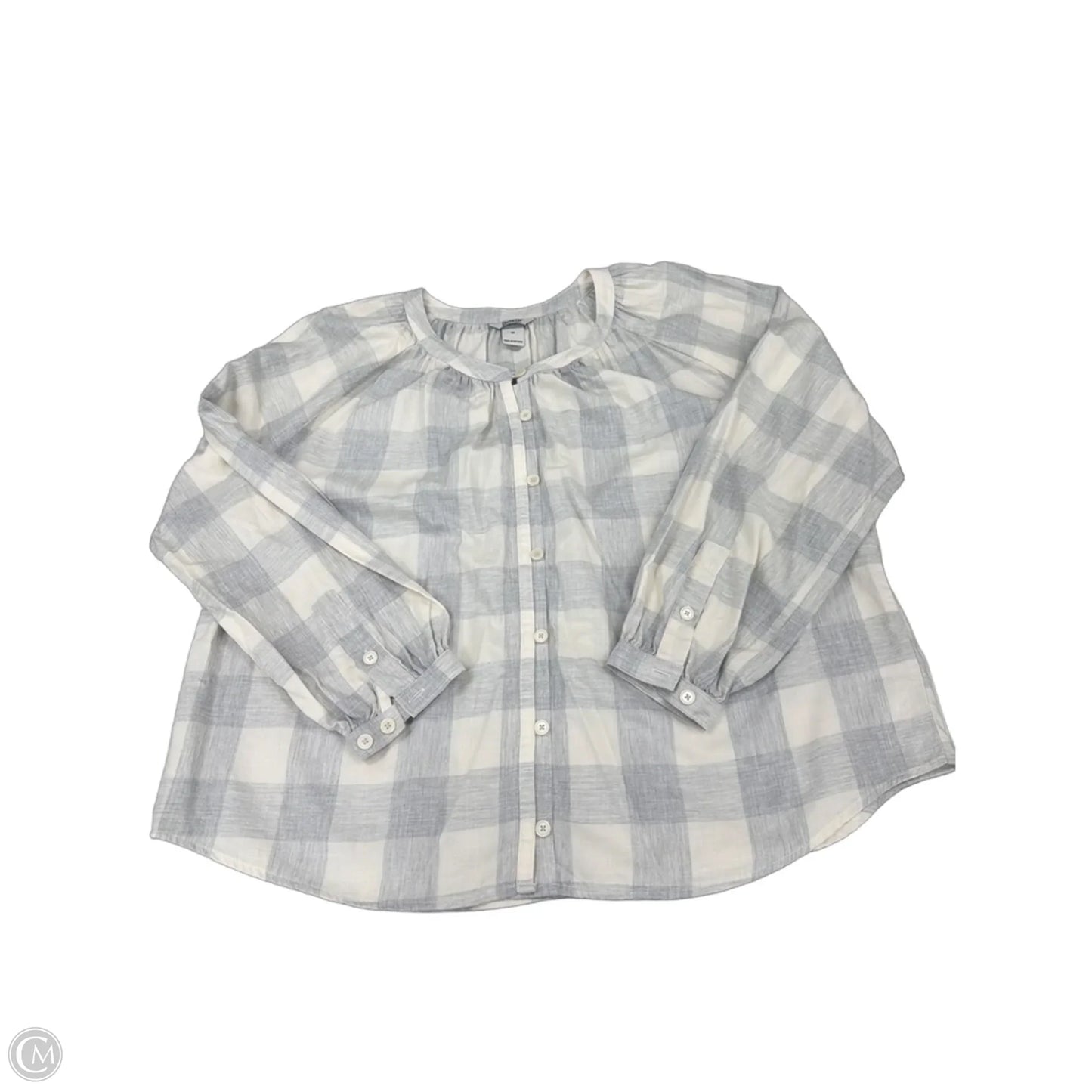 Top Long Sleeve By Duluth Trading In Grey & White, Size: M