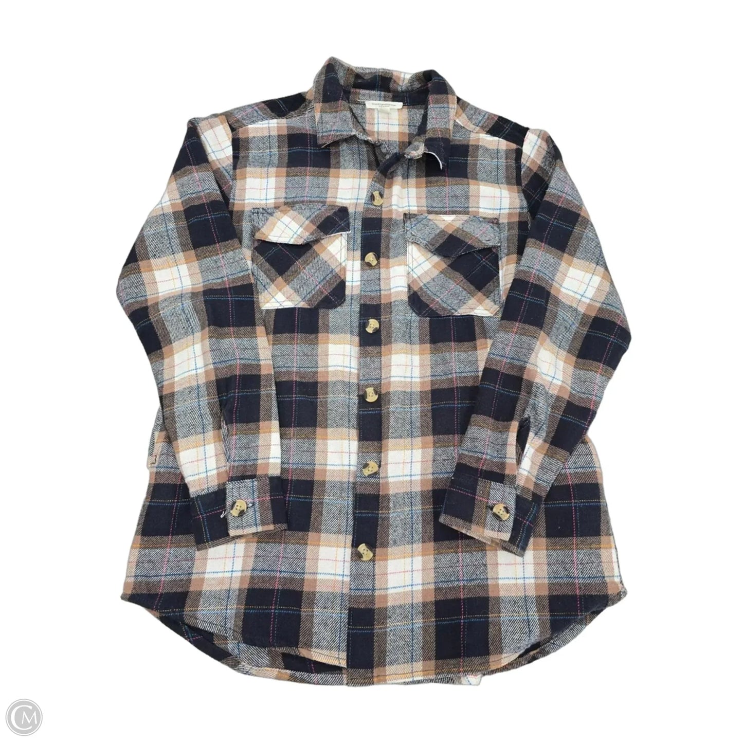 Jacket Shirt By Beachlunchlounge In Black & Brown, Size: S