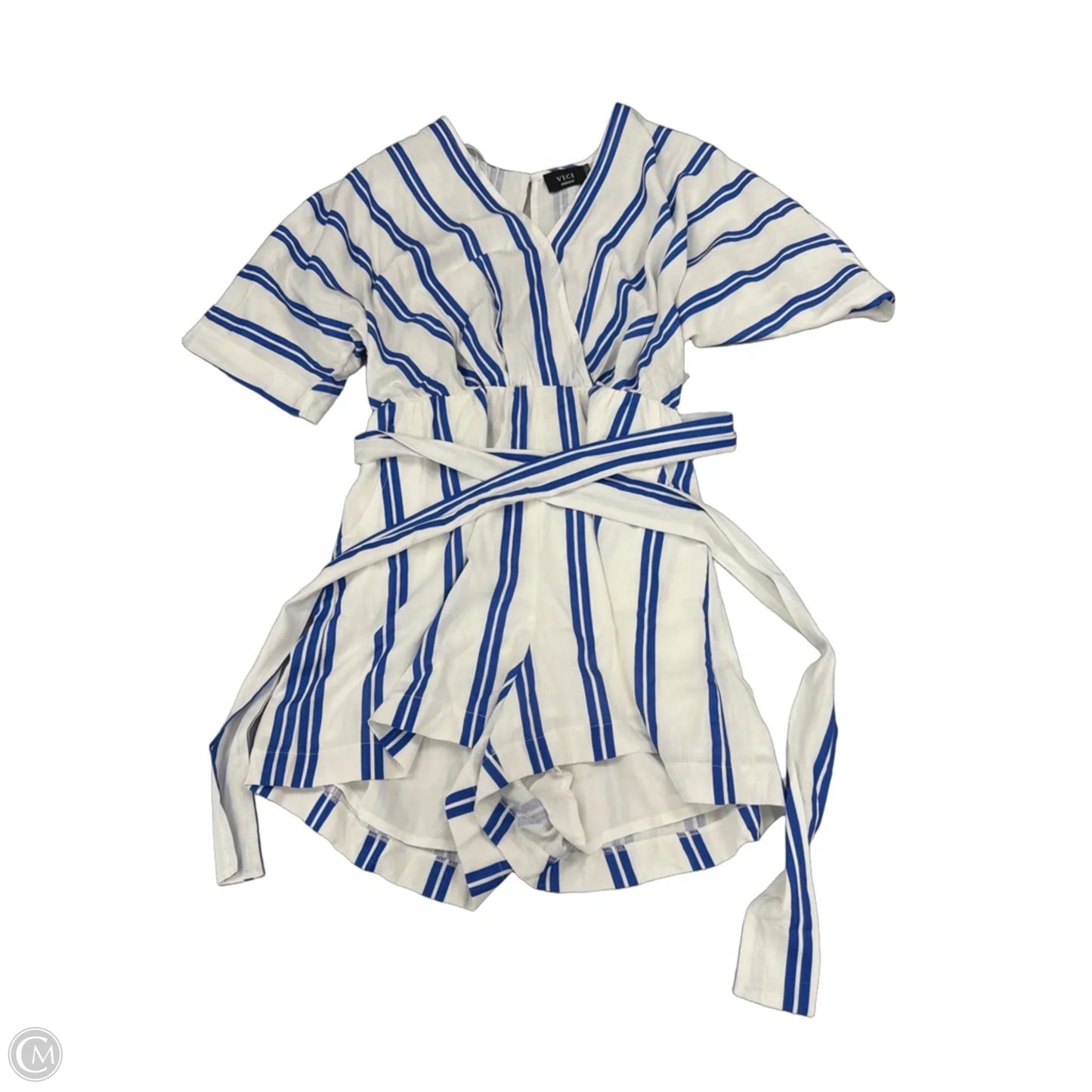 Romper By Vici In Blue & White, Size: M