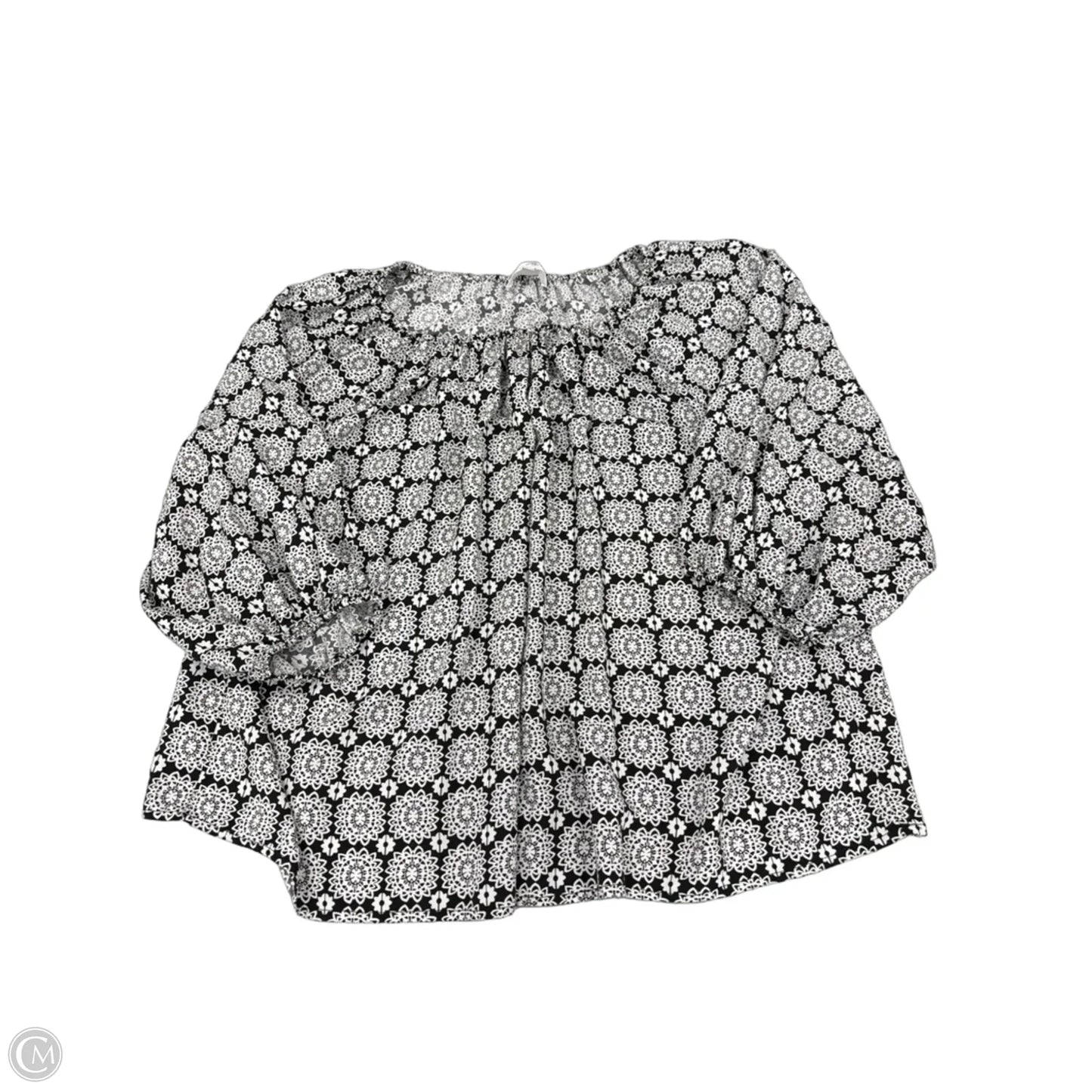 Top 3/4 Sleeve By Chelsea And Theodore In Black & White, Size: 3x