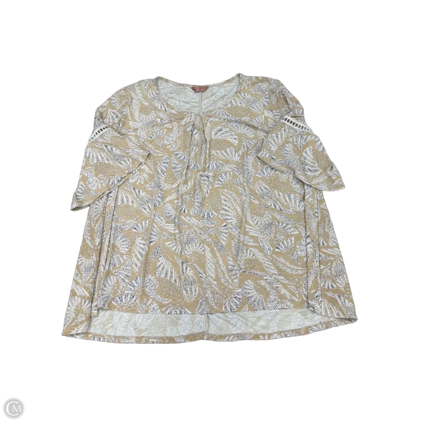 Top Short Sleeve By Cme In Beige, Size: 1x