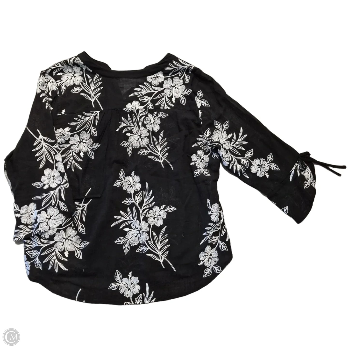 Top 3/4 Sleeve By Alfred Dunner In Black & White, Size: Xl