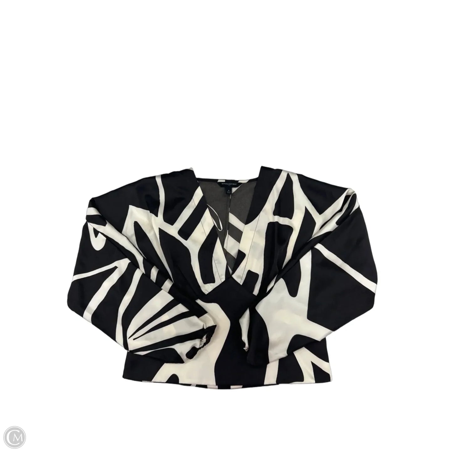 Top Long Sleeve By Banana Republic In Brown & Cream, Size: S