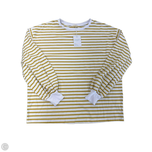Top Long Sleeve By Andthewhy In White & Yellow, Size: M