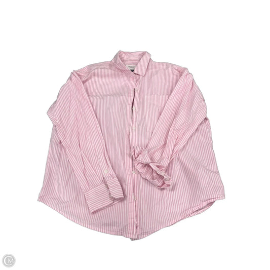 Top Long Sleeve By American Eagle In Pink & White, Size: S