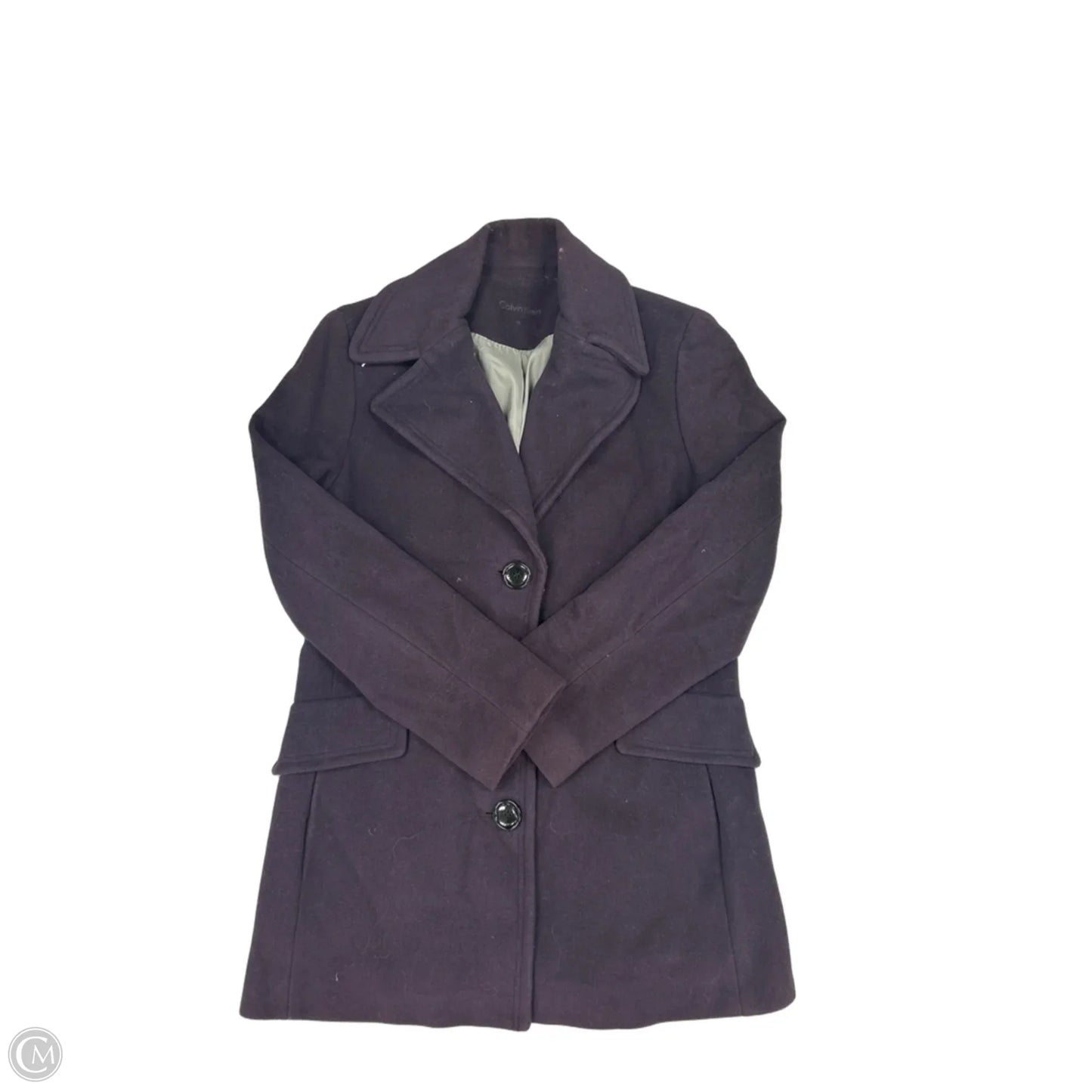 Coat Peacoat By Calvin Klein In Purple, Size: Large