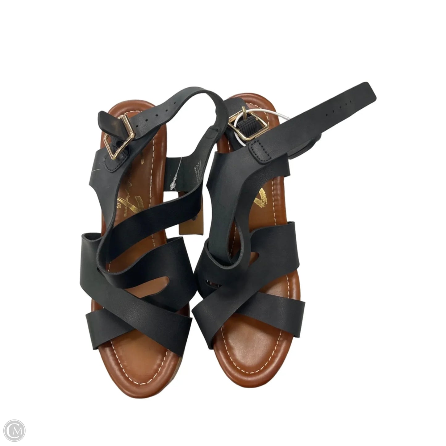 Sandals Heels Wedge By Seven 7 In Black, Size: 7
