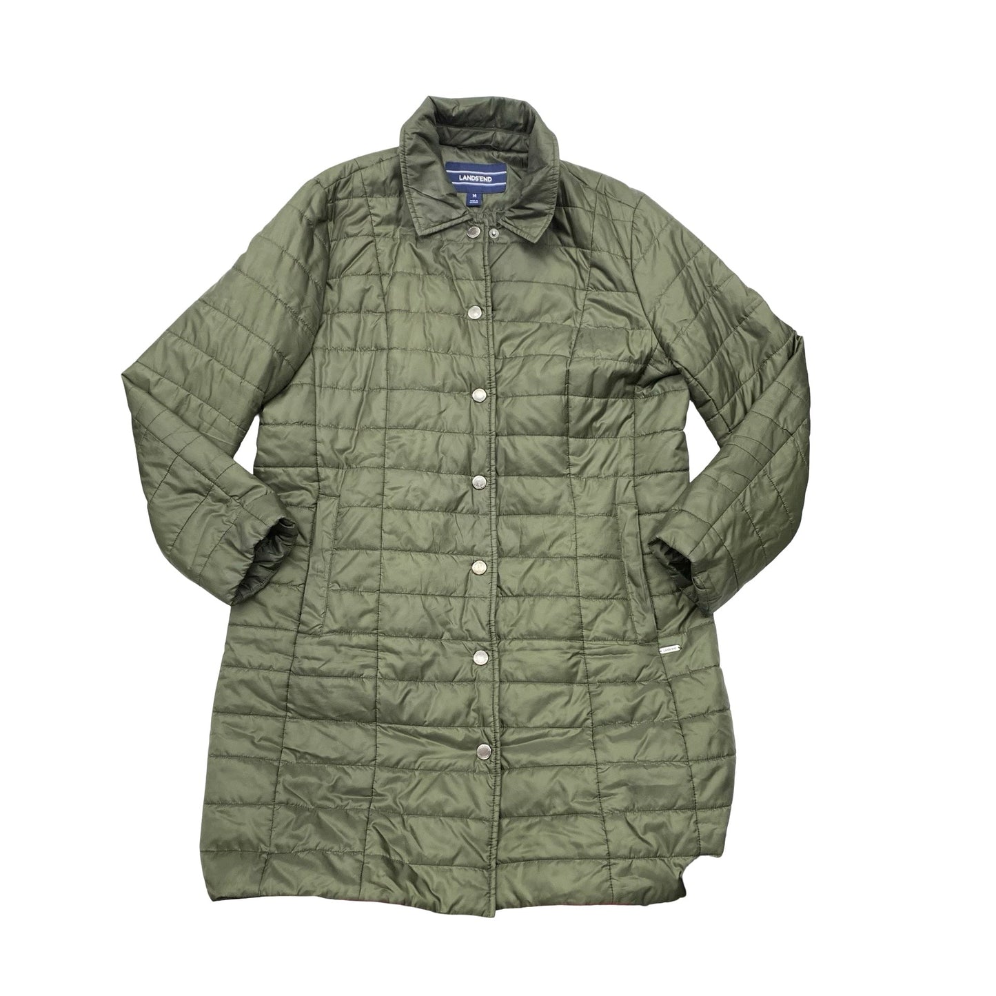 Jacket Puffer & Quilted By Lands End In Green, Size:14
