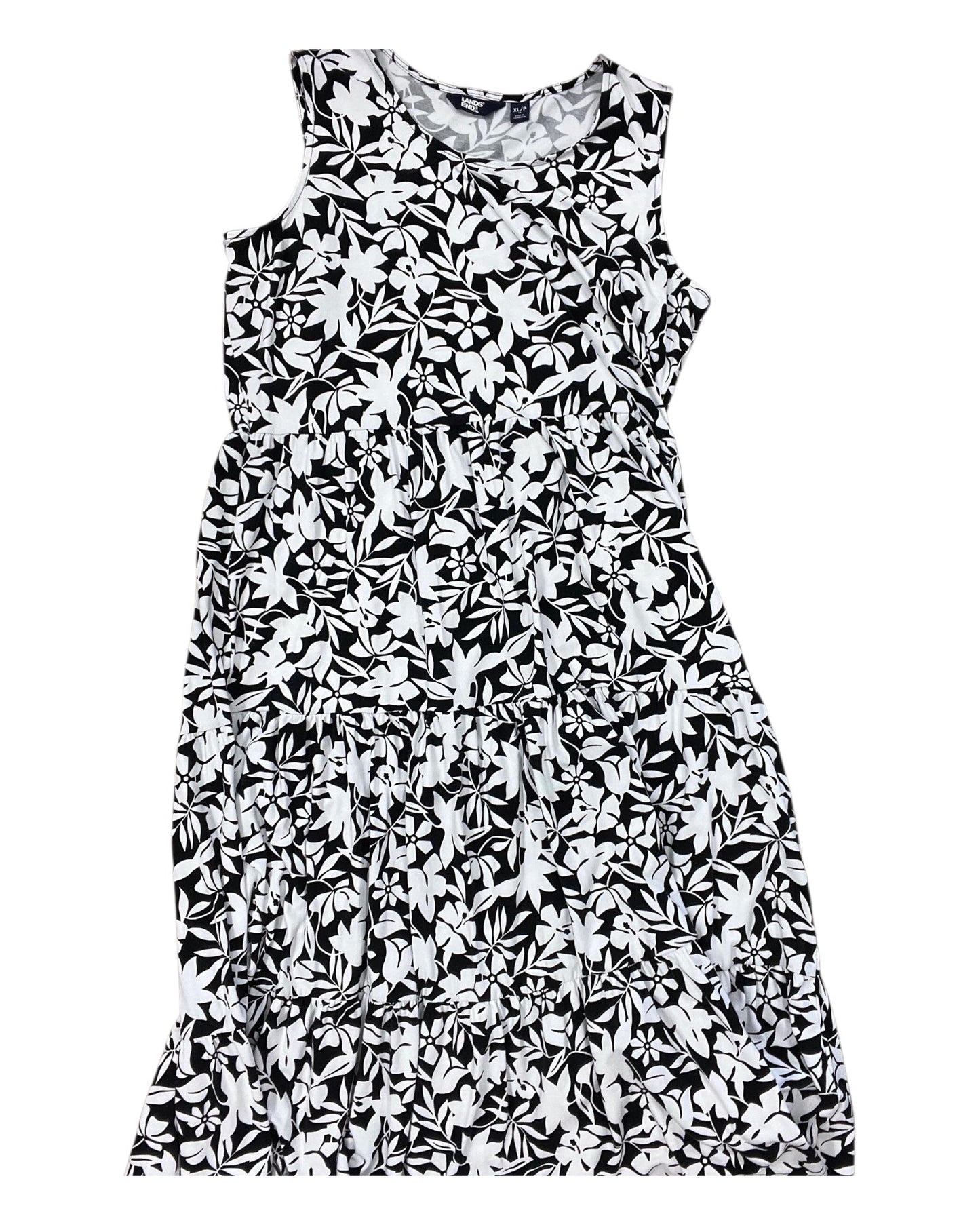 Dress Casual Maxi By Lands End In Black & White, Size:Xl