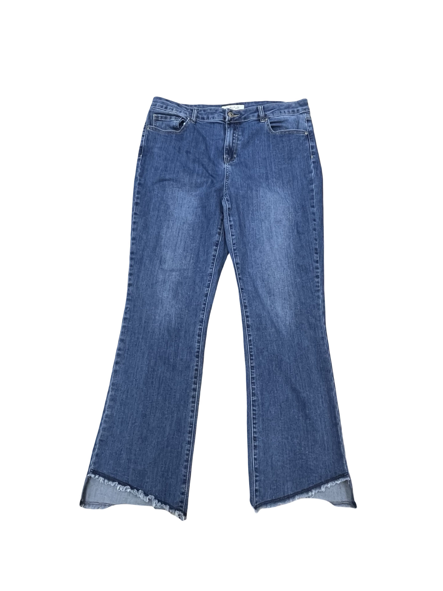 Jeans Straight By Charlie B In Blue Denim, Size:14