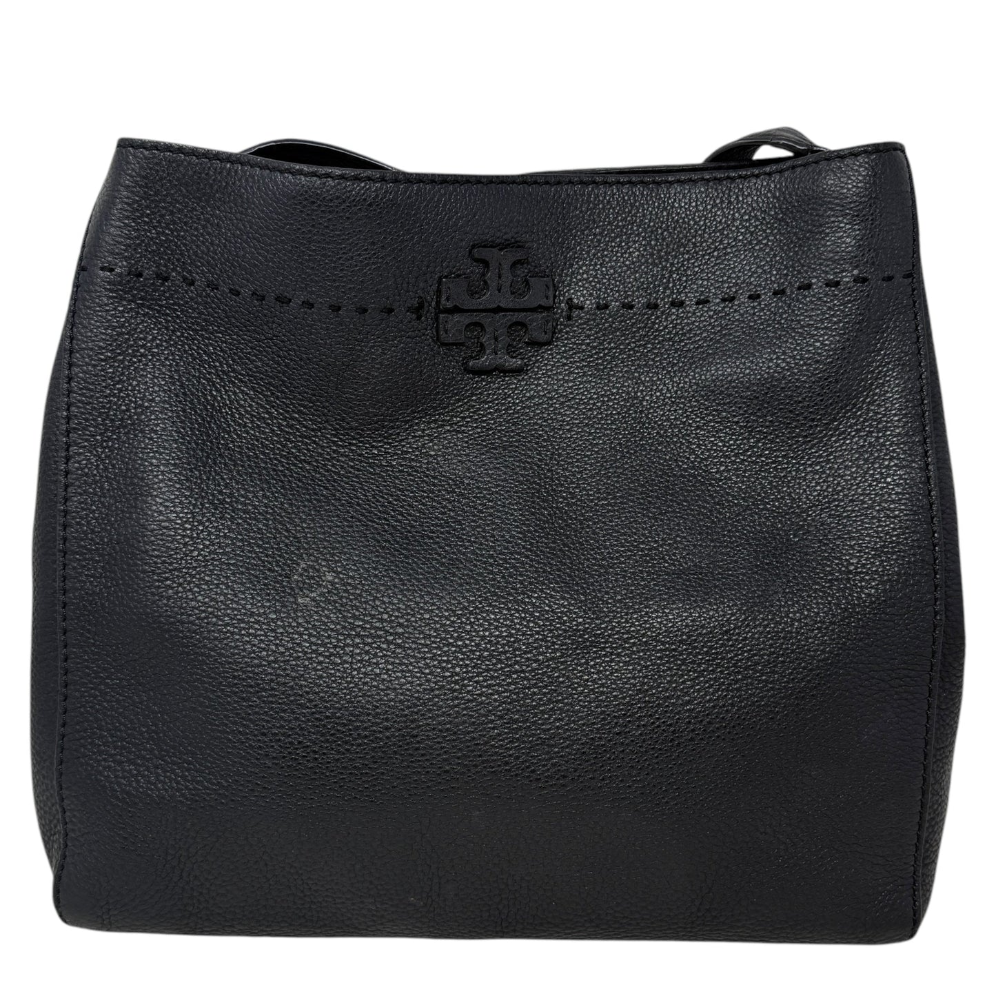 Mcgraw Hobo Bag Designer By Tory Burch In Black Pebbled Leather, Size: Medium