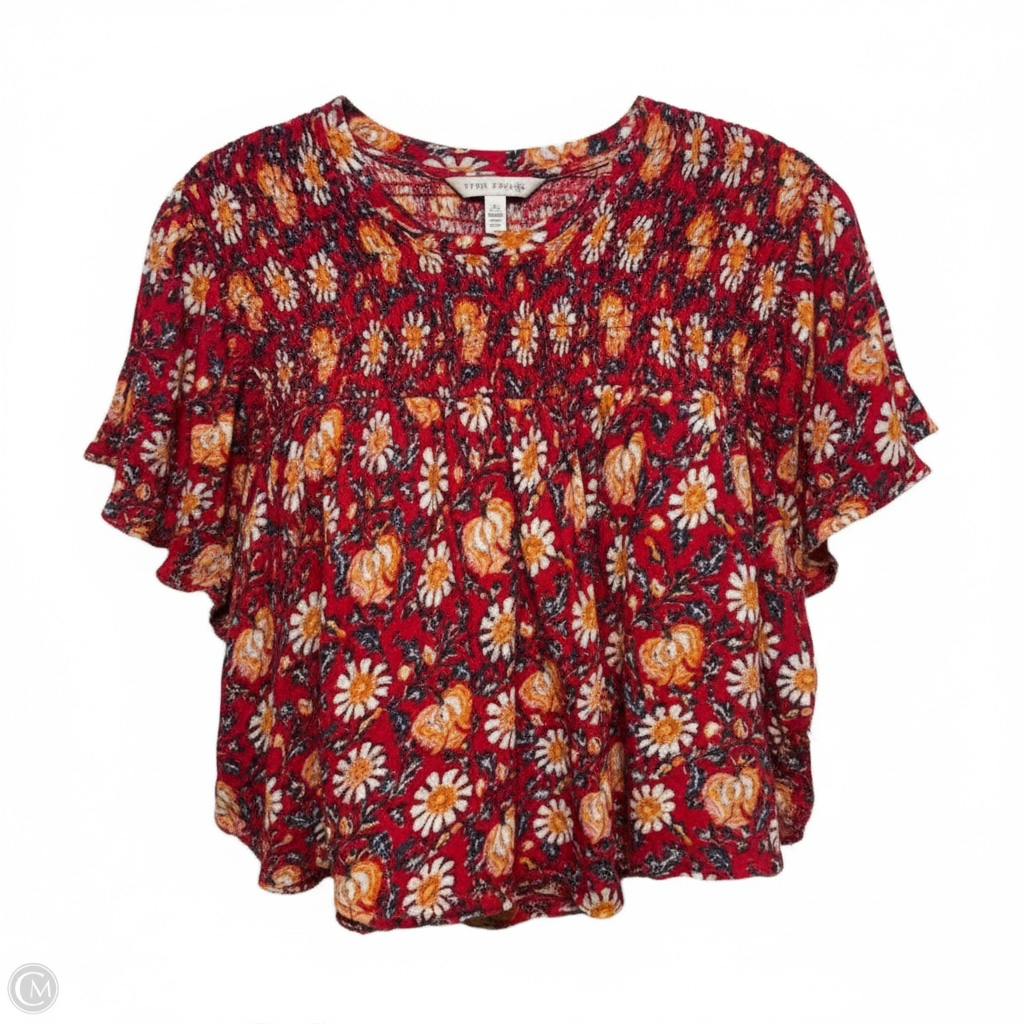 Smocked Ruffle Top Sleeveless By Free People In Floral Print, Size: M