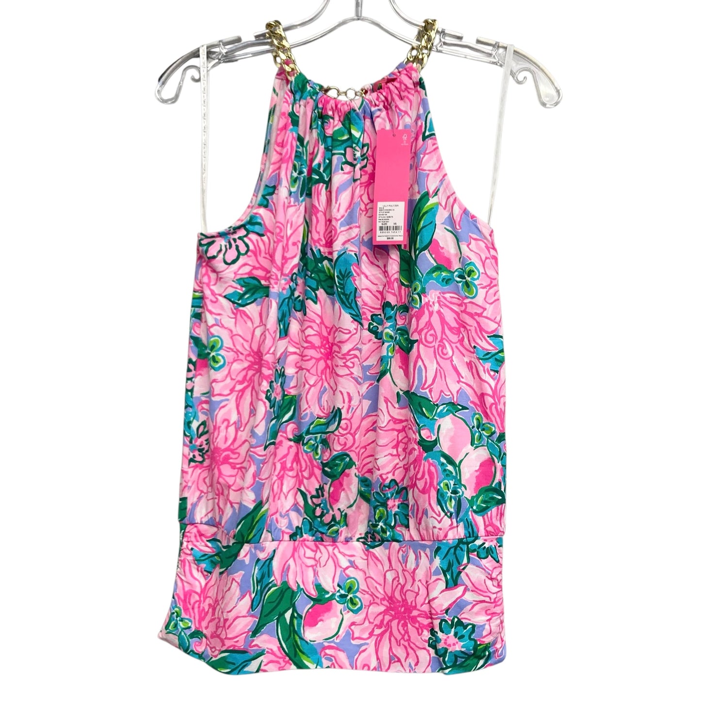 Top Sleeveless Designer By Lilly Pulitzer In Green & Pink, Size:Xs