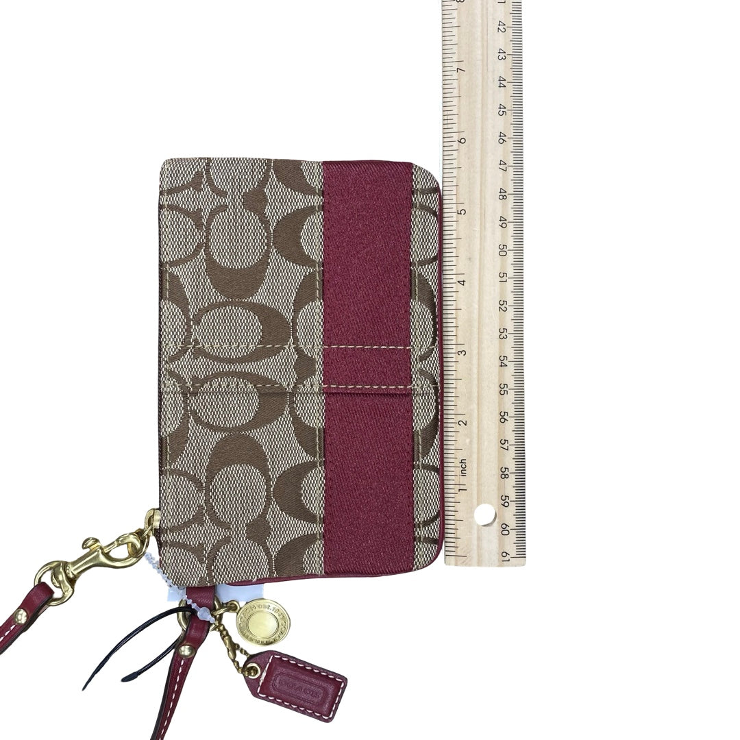 Wristlet Designer By Coach In Brown & Red, Size:Small