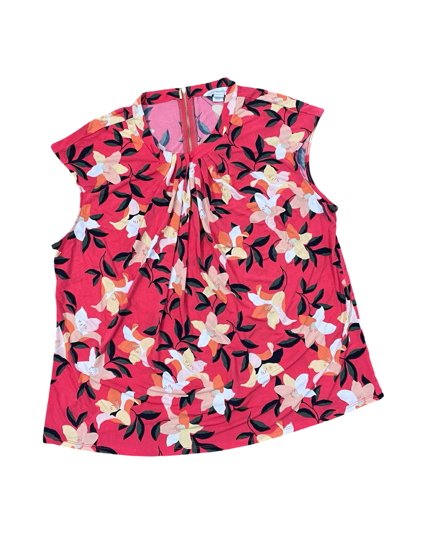 Top Sleeveless By Liz Claiborne In Pink, Size:1X