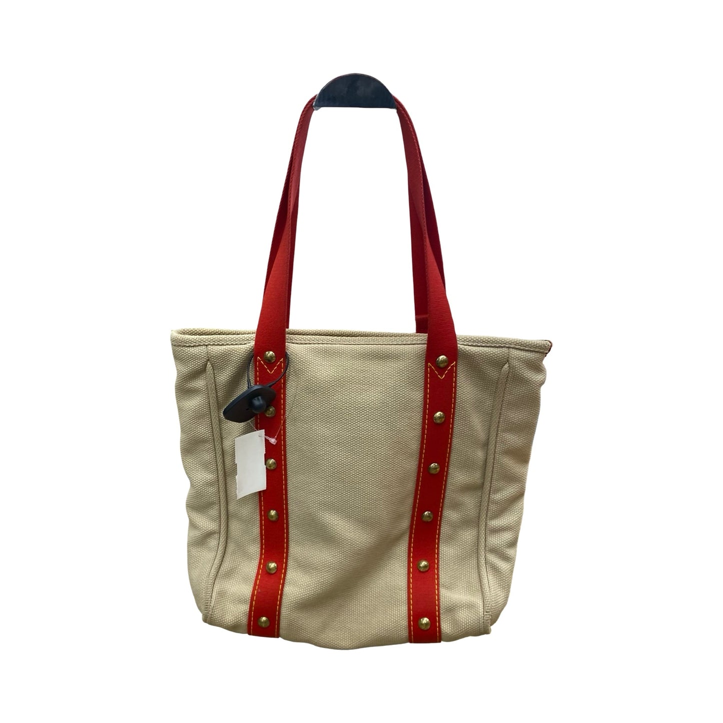 Handbag Luxury Designer By Louis Vuitton In Red & Tan, Size:Medium