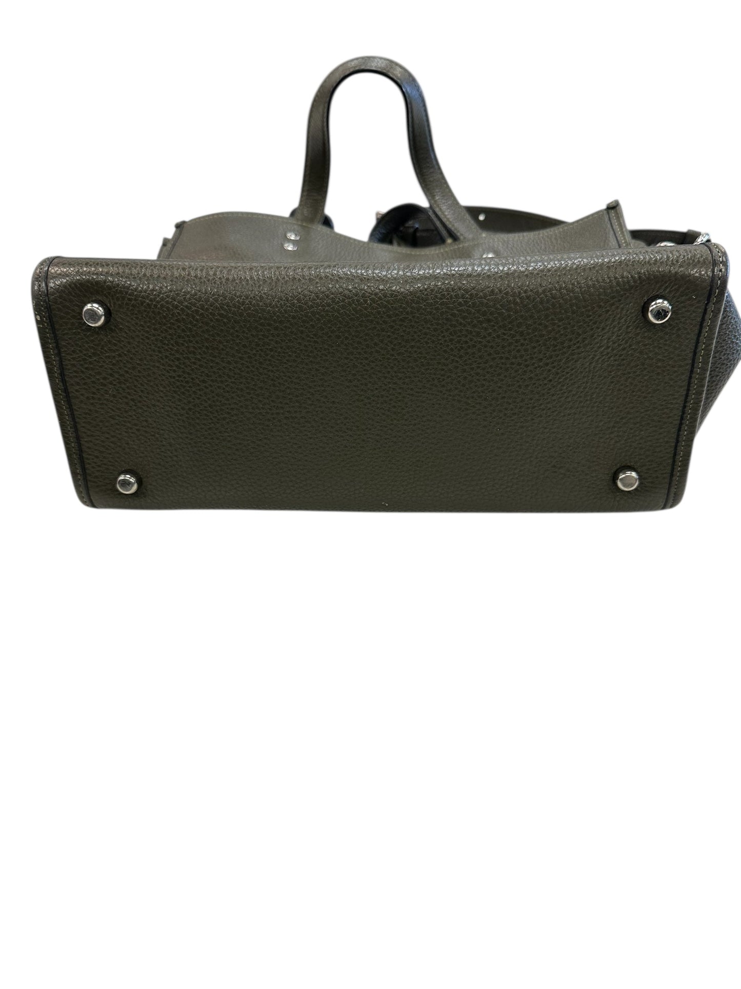 Handbag Designer By Coach In Green & Silver, Size:Medium
