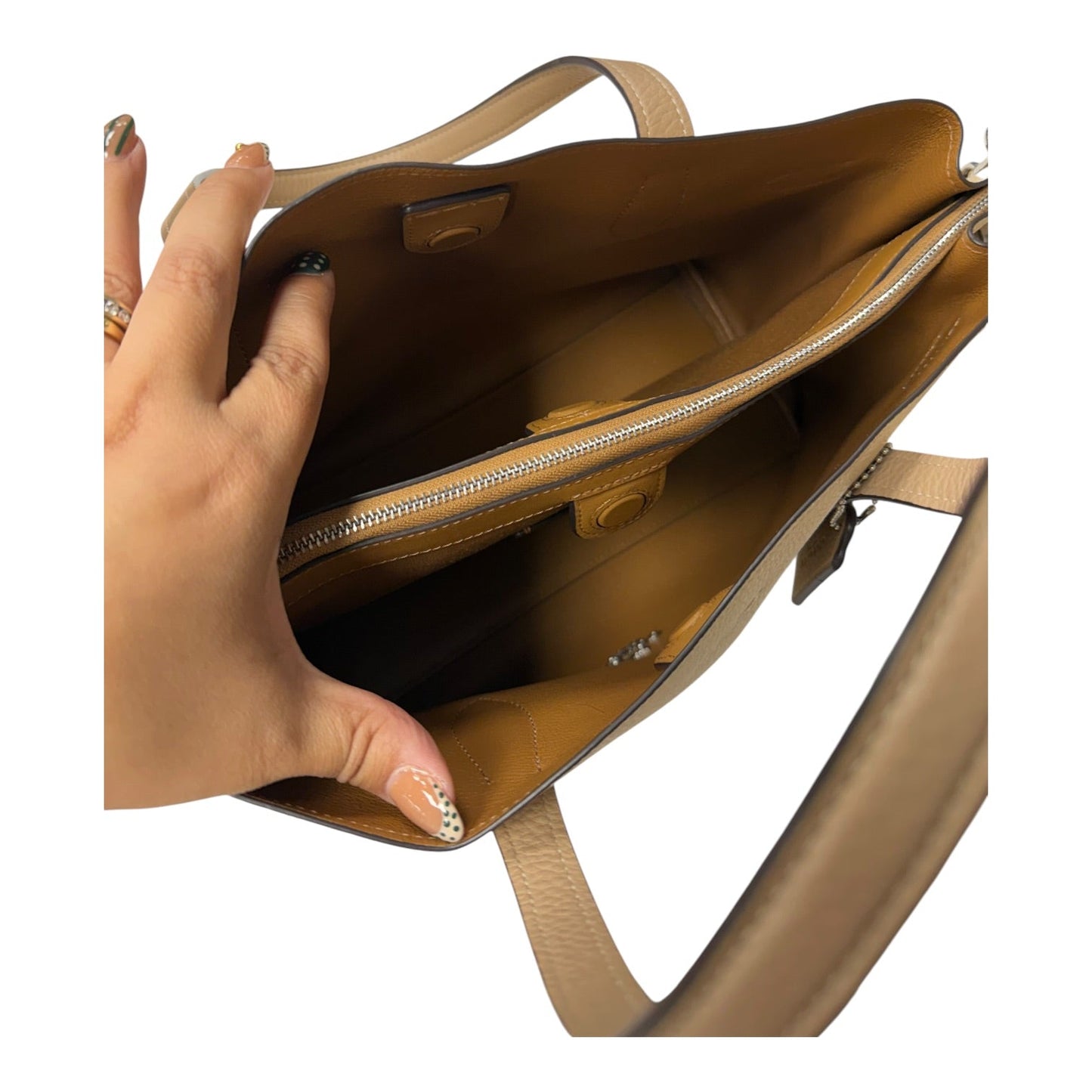 Handbag Designer By Coach In Tan, Size:Medium