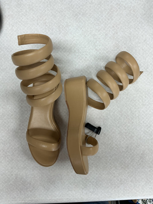 Sandals Heels Platform By Clothes Mentor In Tan, Size:6.5