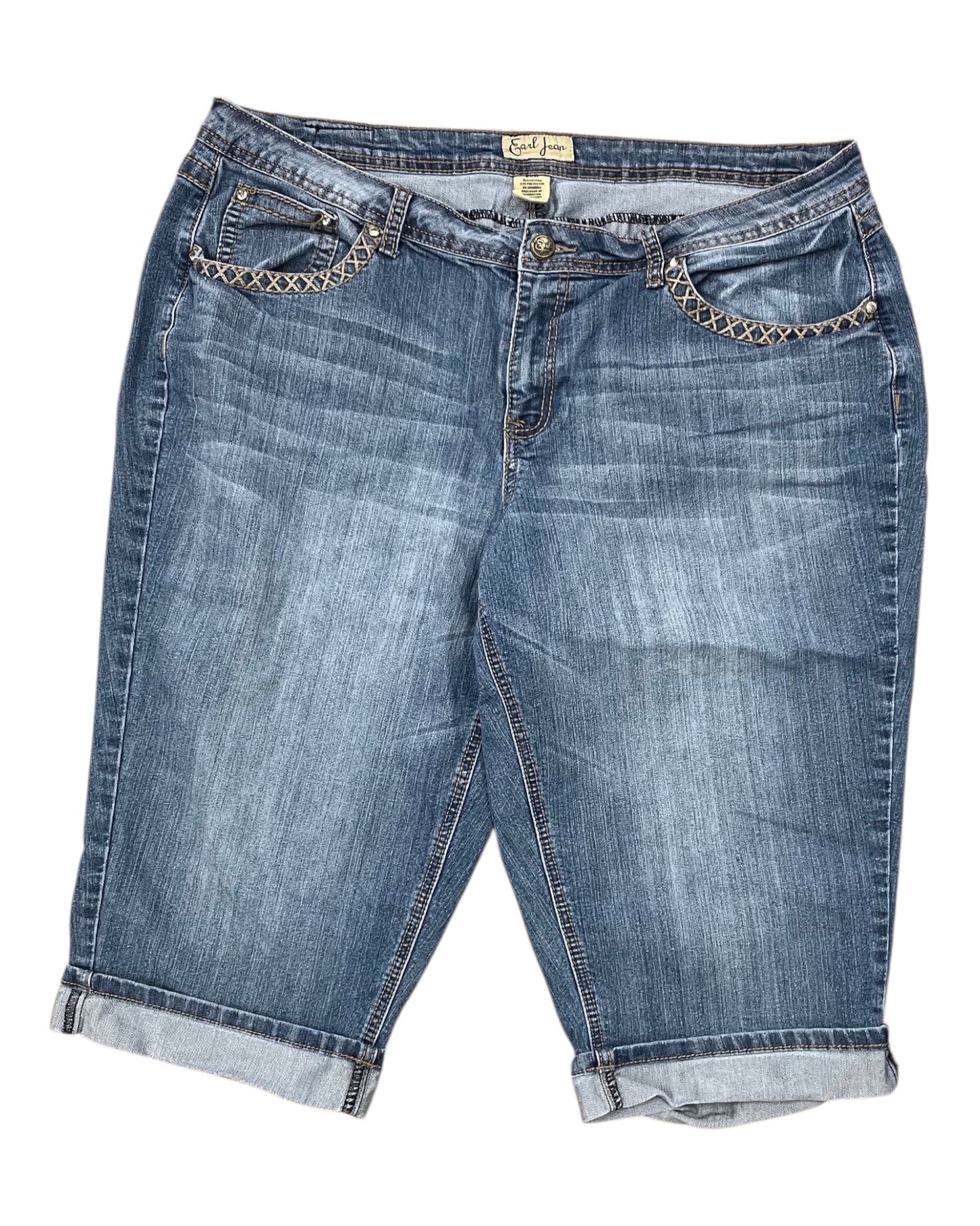 Jeans Cropped By Earl Jean In Blue Denim, Size:20