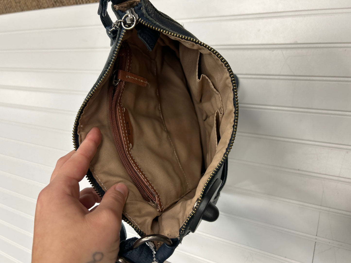 Handbag Leather By The Sak In Blue, Size:Medium