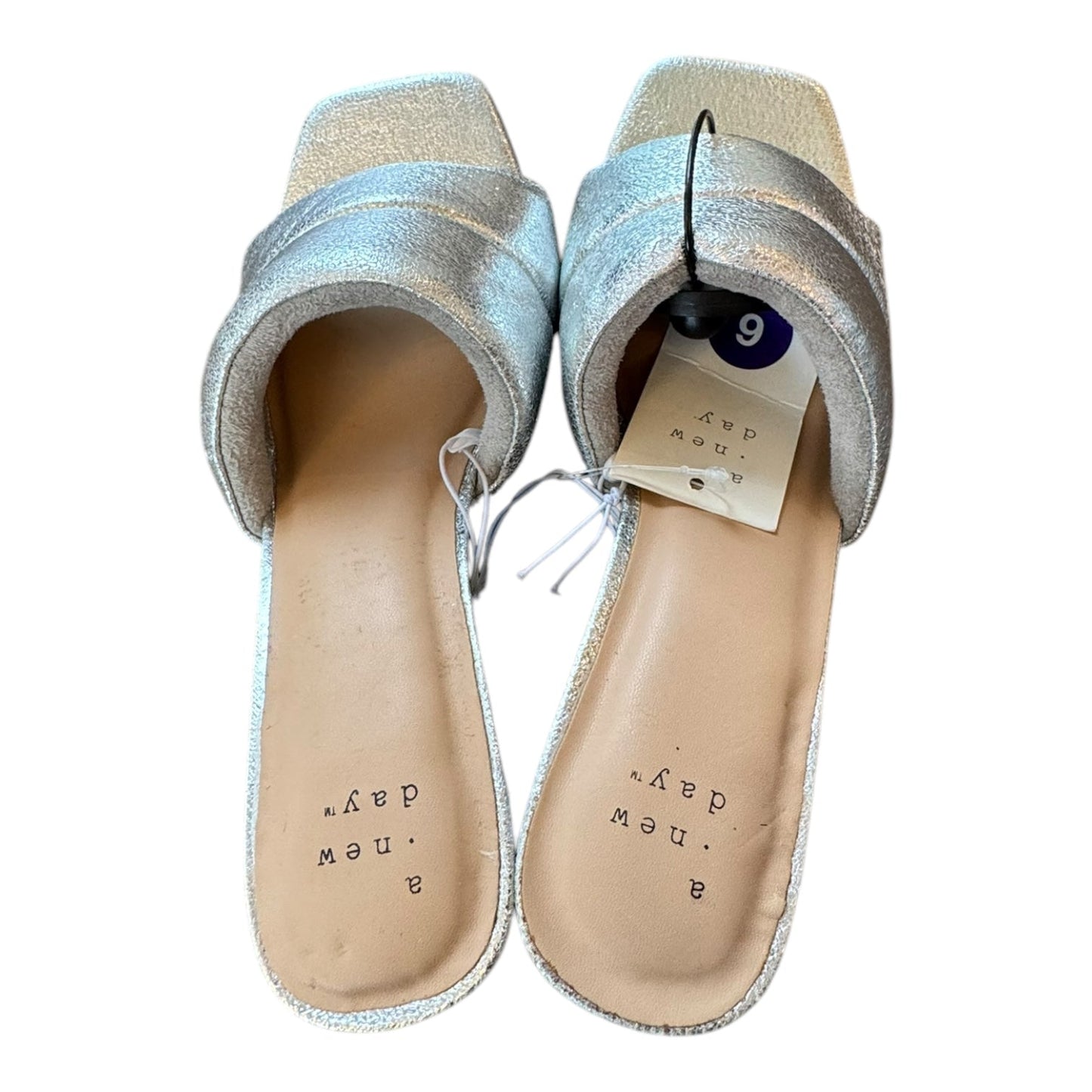 Sandals Heels Block By A New Day In Silver, Size:6