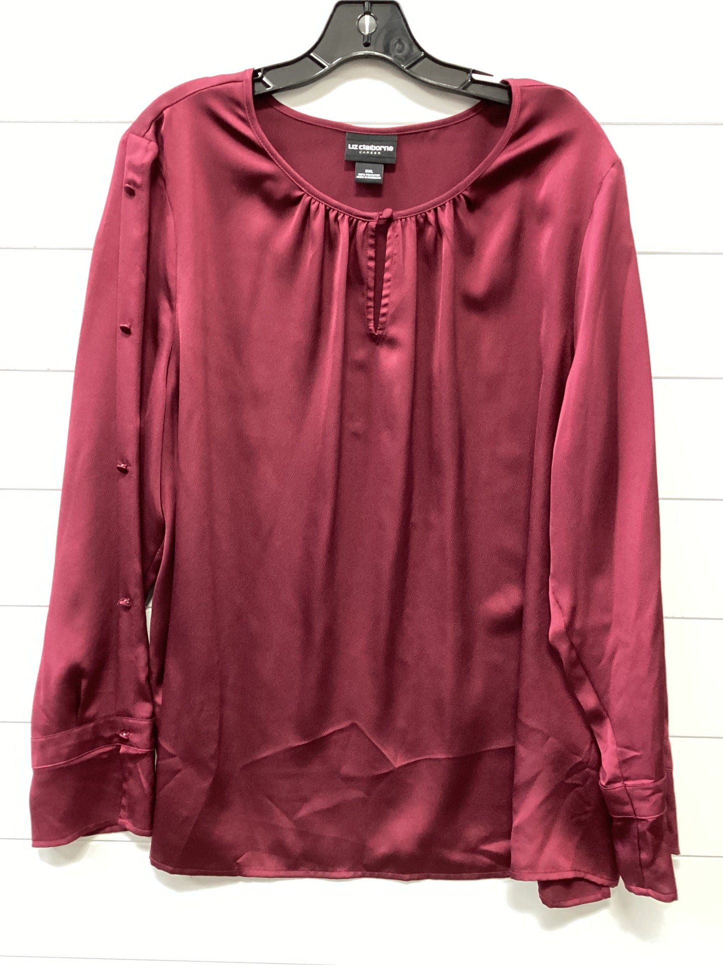 Top Ls By Liz Claiborne In Maroon, Size:Xxl