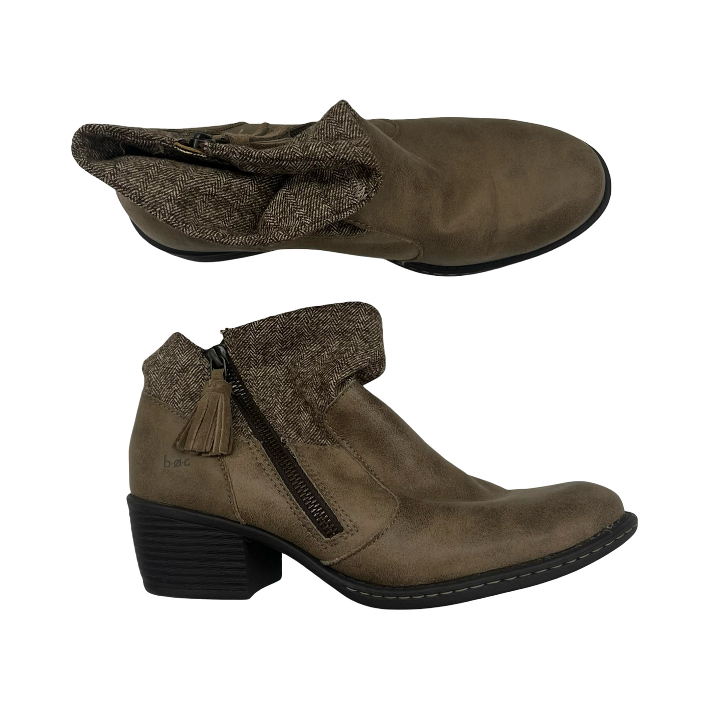Boots Ankle Heels By Boc In Brown, Size:8.5