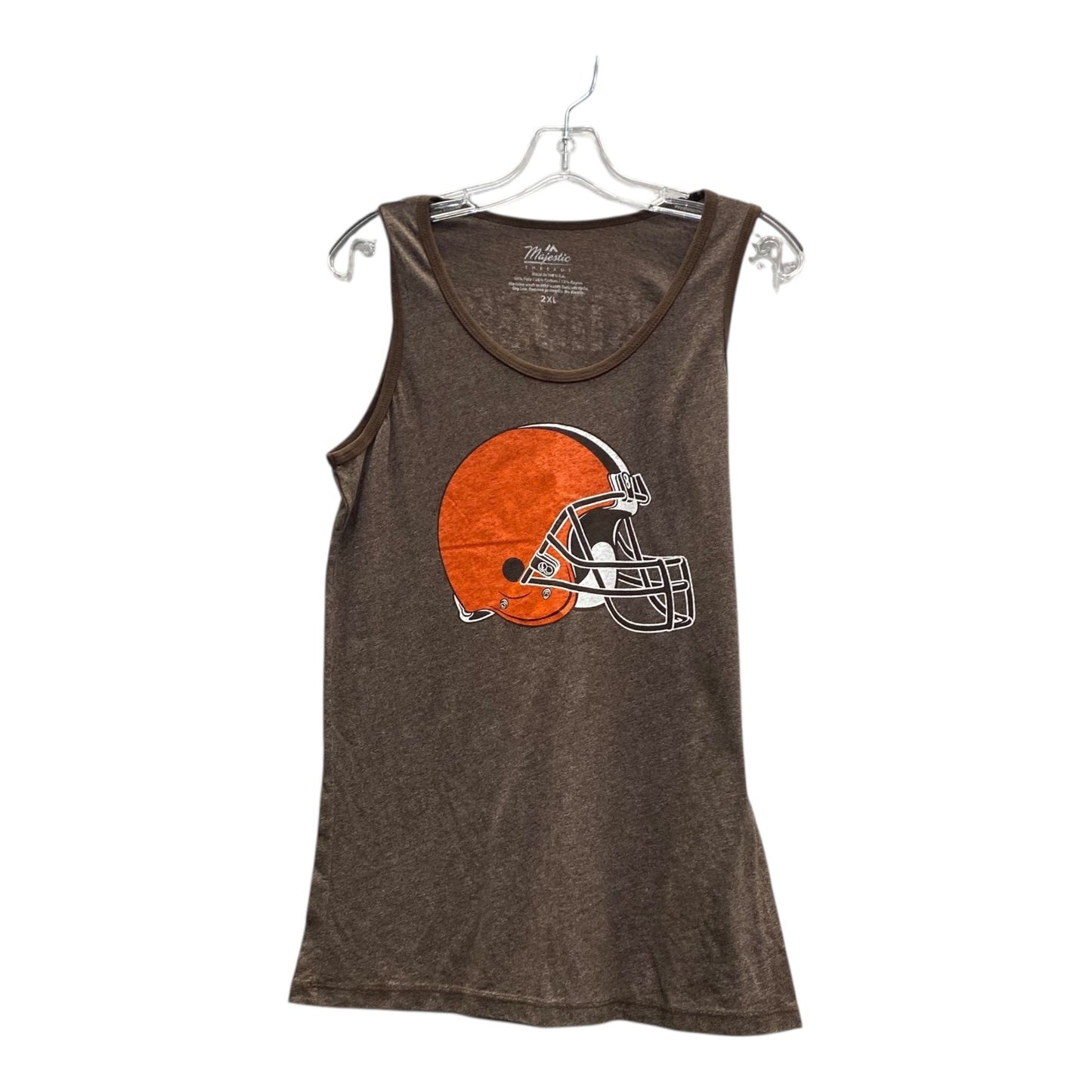 Athletic Tank Top By Majestic In Brown & Orange, Size:2X