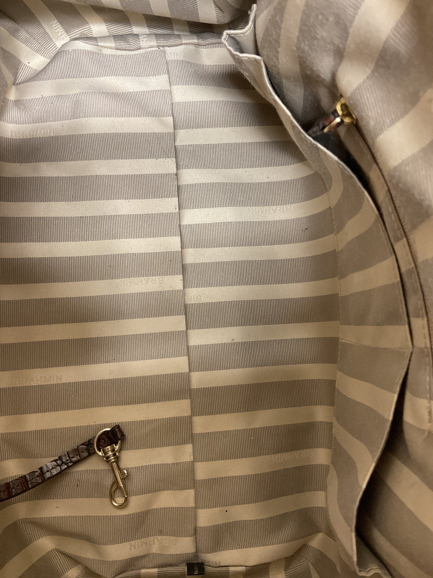 Handbag Designer By Brahmin In Brown & Grey, Size:Large