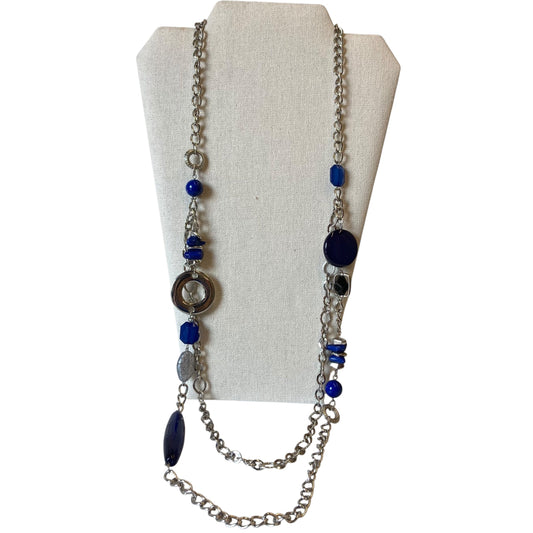 Necklace Statement In Blue & Silver