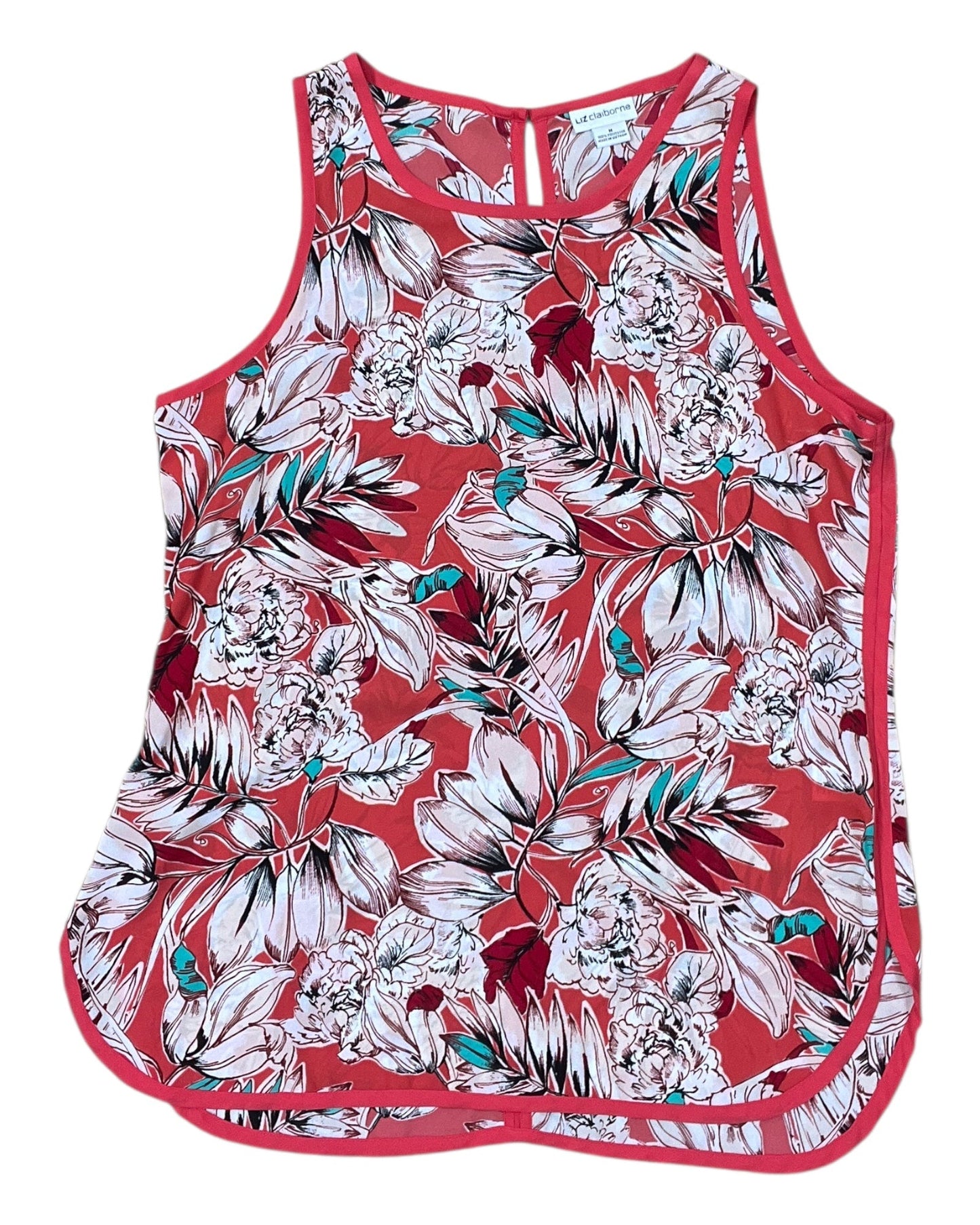 Top Sleeveless By Liz Claiborne In Red & White, Size:M