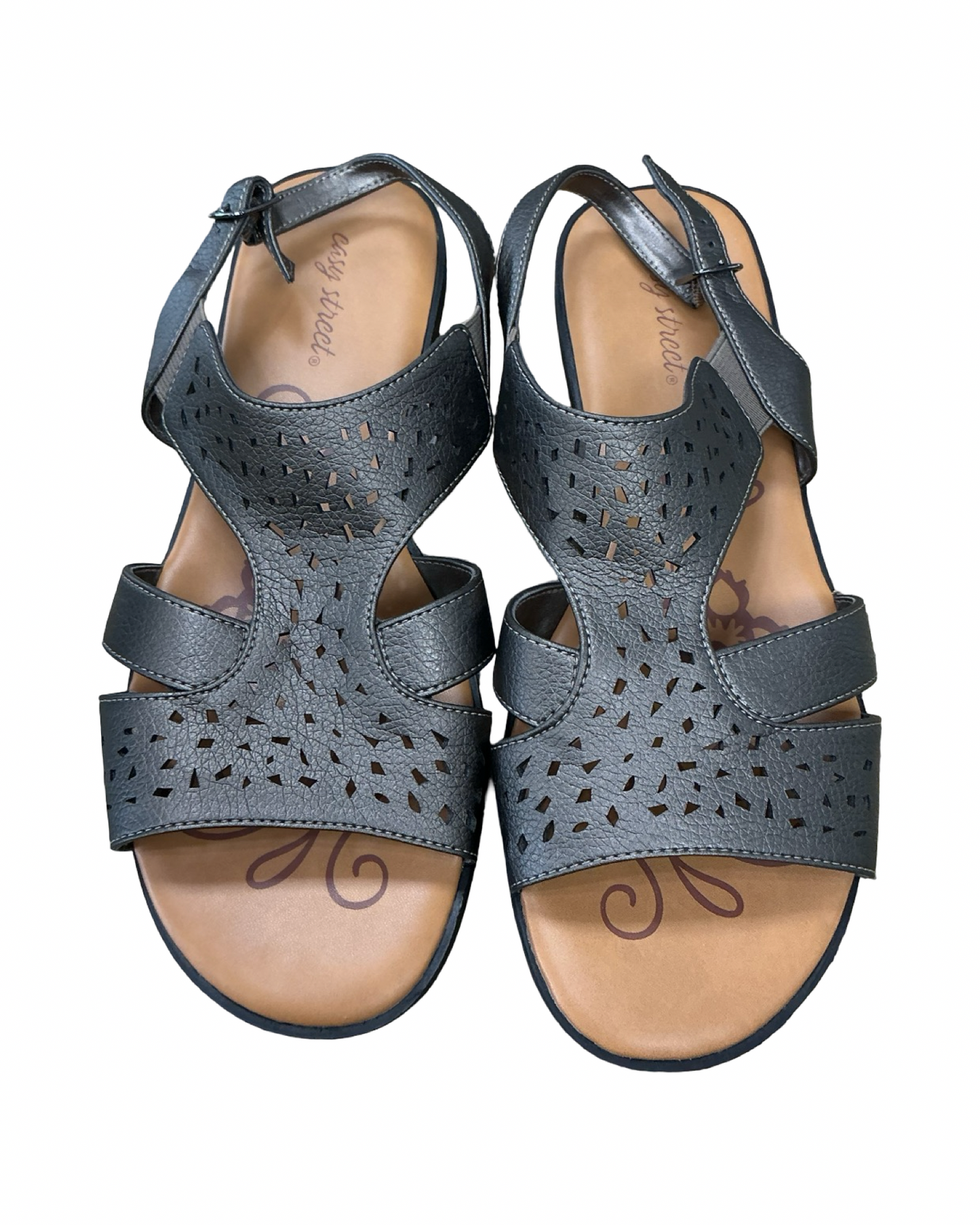 Sandals Flats By Easy Street In Silver, Size:9