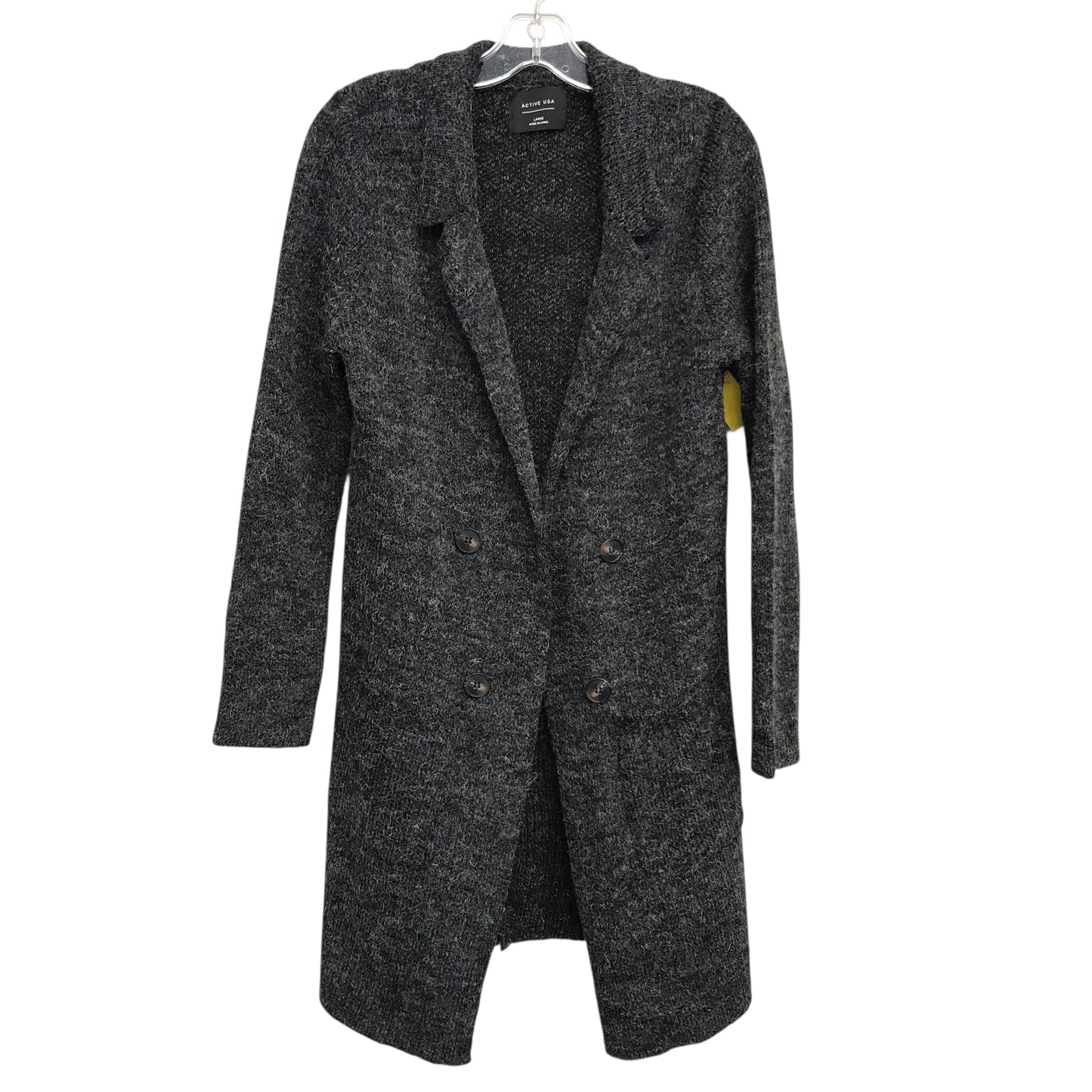 Sweater Cardigan By Active Usa In Black & White, Size:L