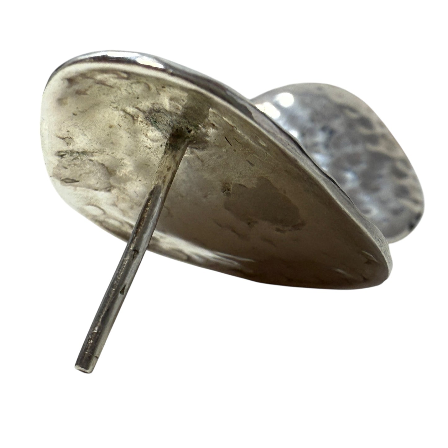 Hammered Silver Pear Stud Earrings