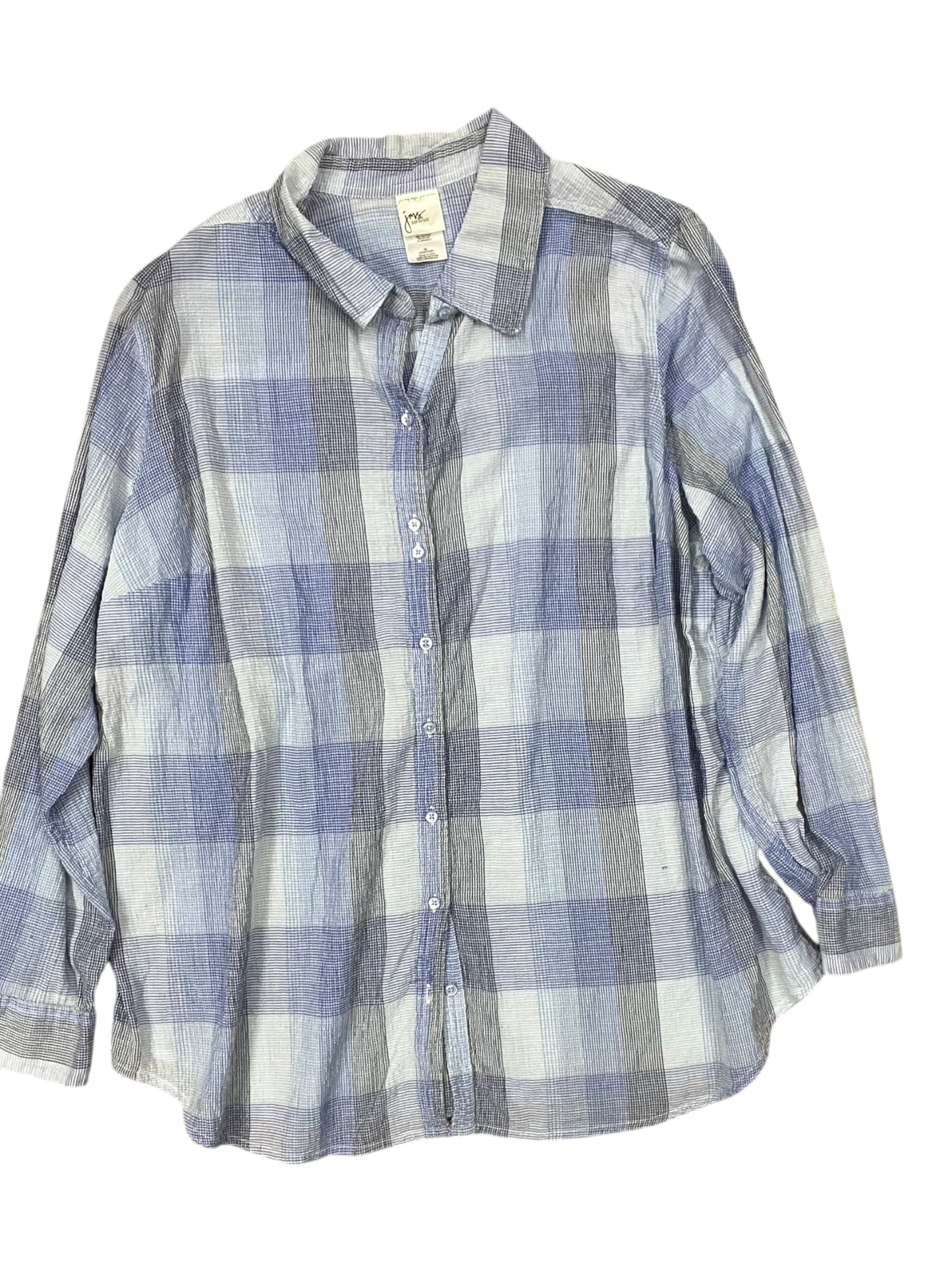 Blouse Ls By Just My Size In Blue, Size:3X