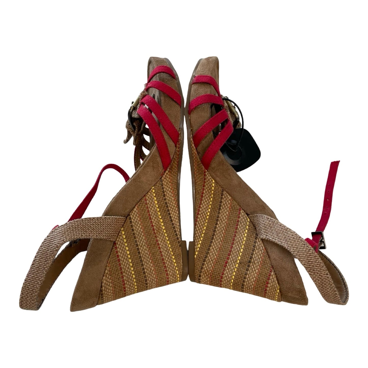 Sandals Heels Wedge By Aerosoles In Pink & Tan, Size:9
