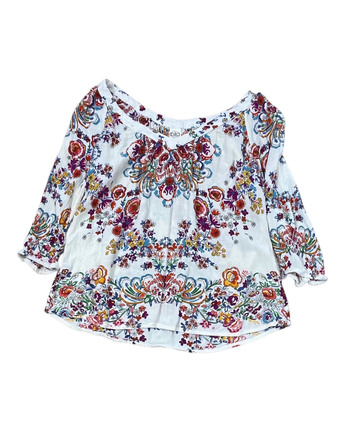 Top Ss By Bila In Cream & Pink, Size:M