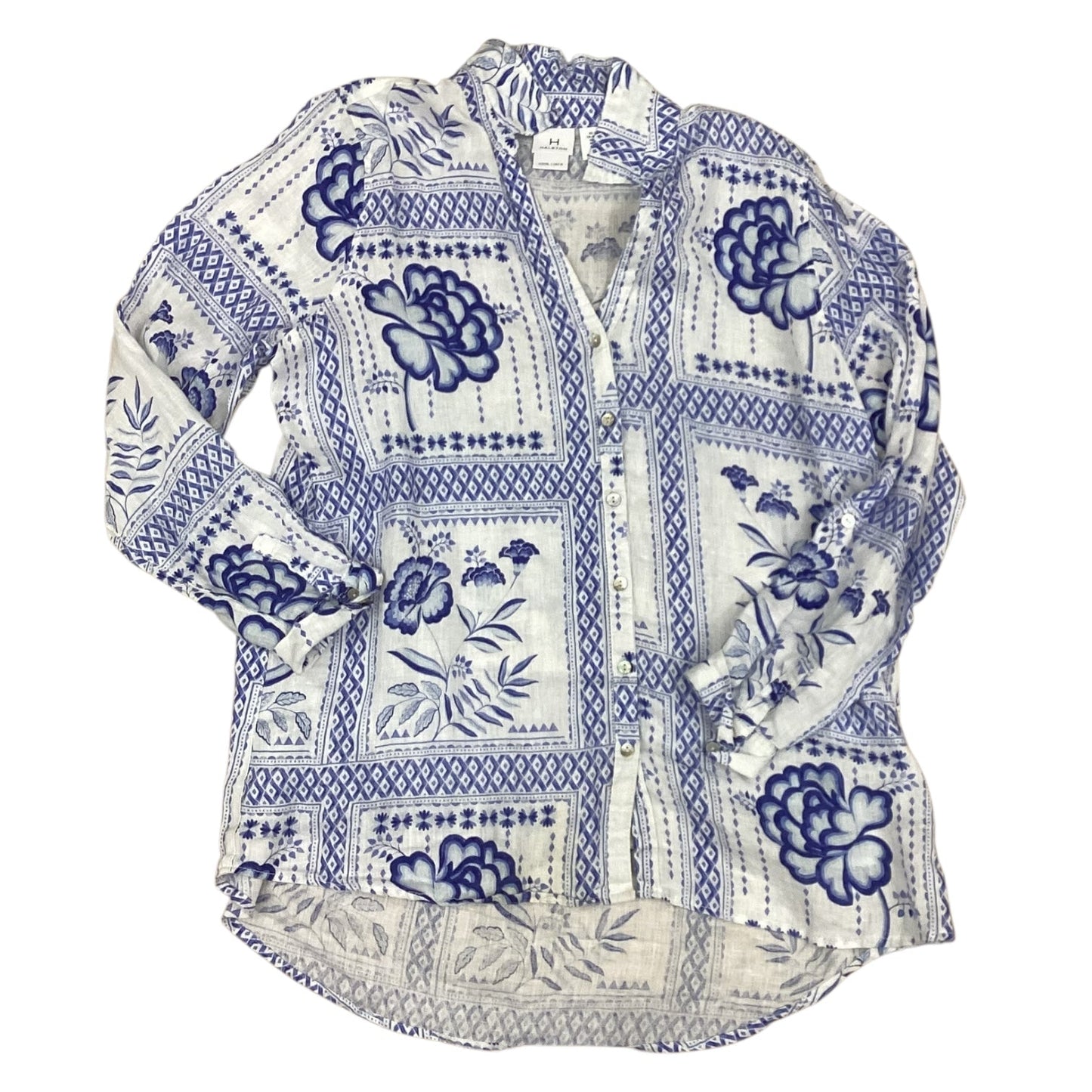 Top Ls Designer By Halston In Blue & White, Size:Xl