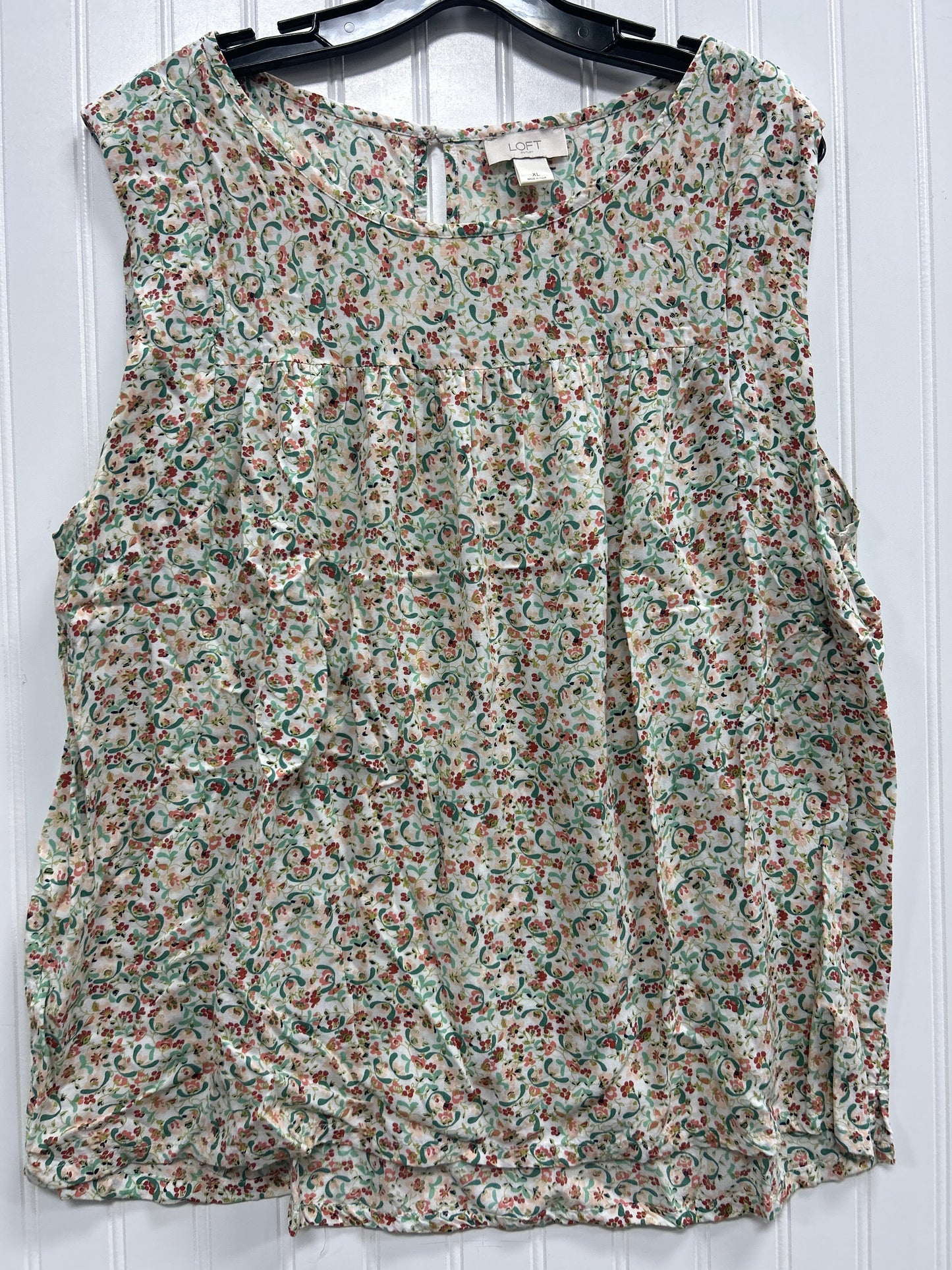 Top Sleeveless By Loft In Floral Print, Size:Xl