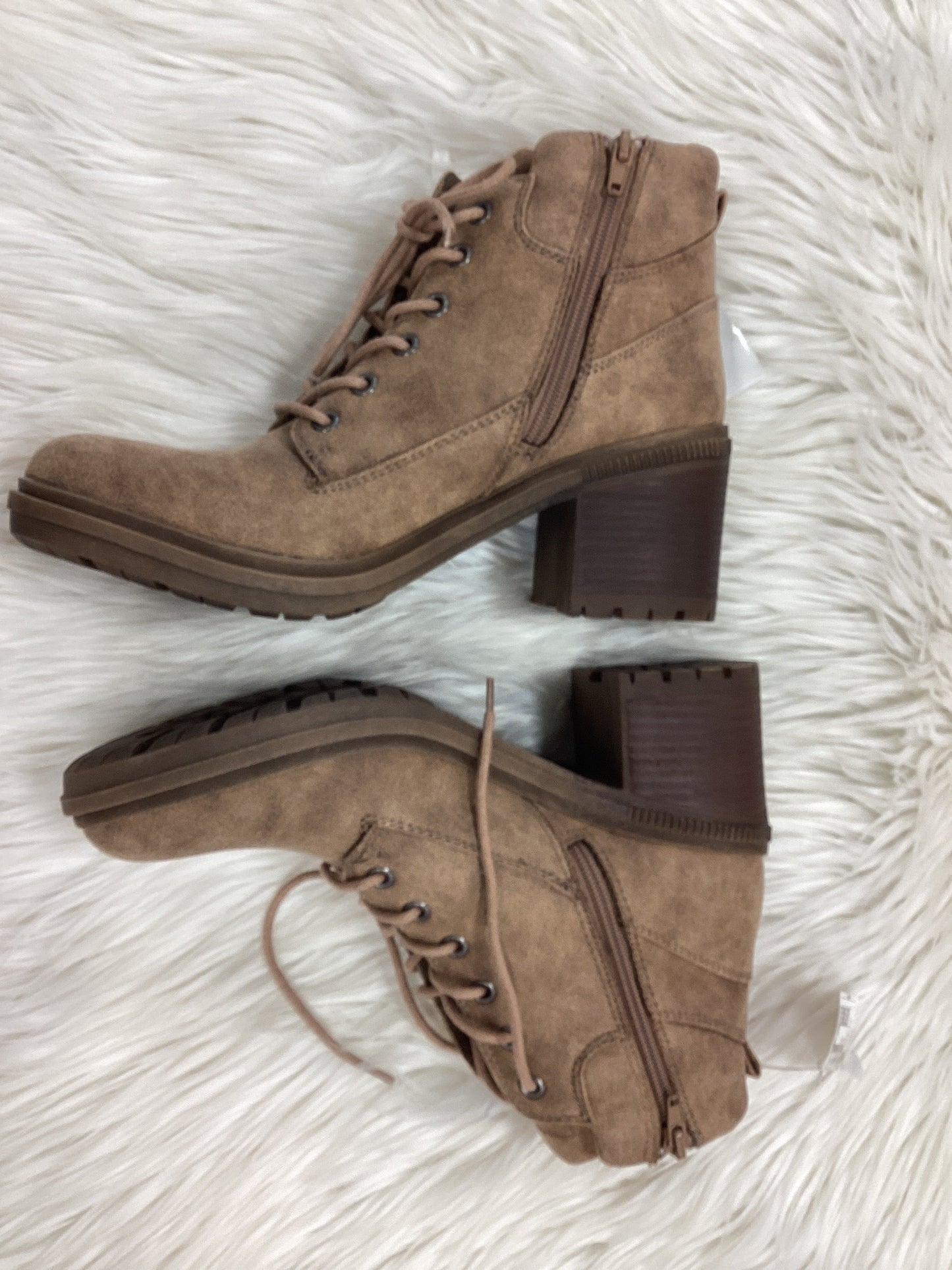 Boots Ankle Heels By Crown Vintage In Brown, Size:9.5